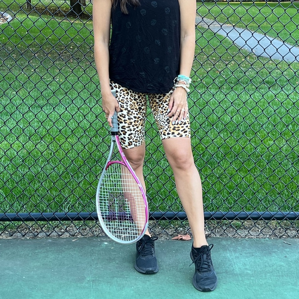 Biker shorts stretchy soft material leopard print high waist